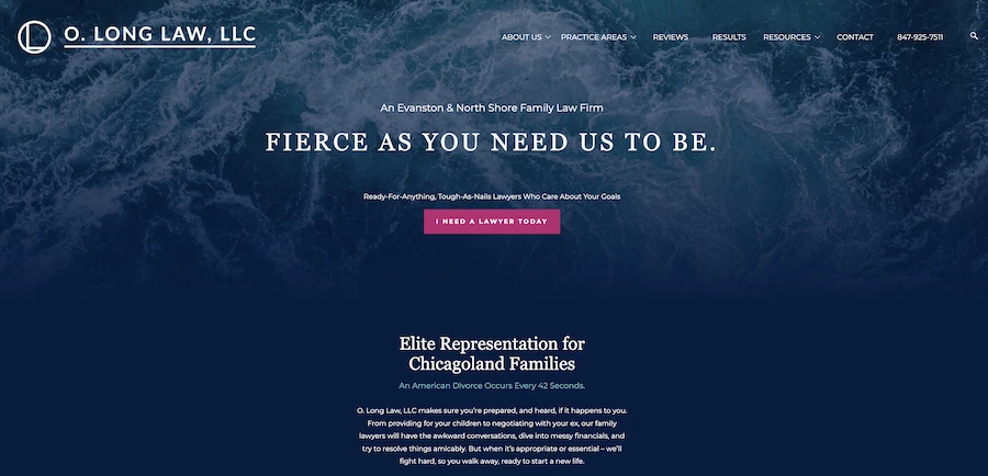 screenshot of o-long law website homepage